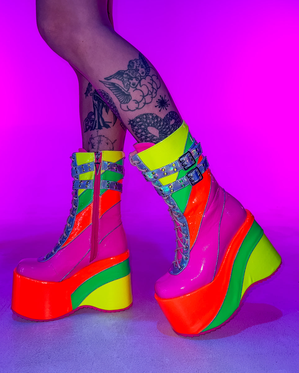 Neon Lites Platform Boots Rave Wonderland