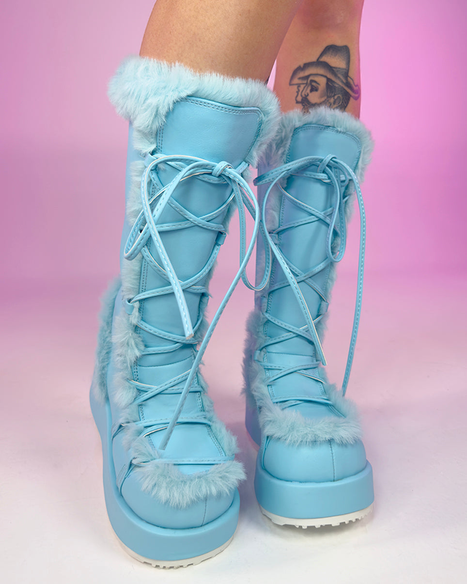 Blue faux shop fur boots