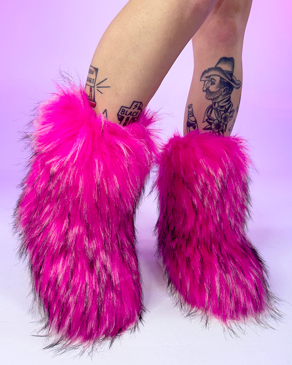 Pink on sale furry boots