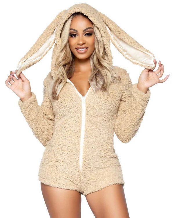 Brown Fuzzy Bunny Onesie Rave Wonderland