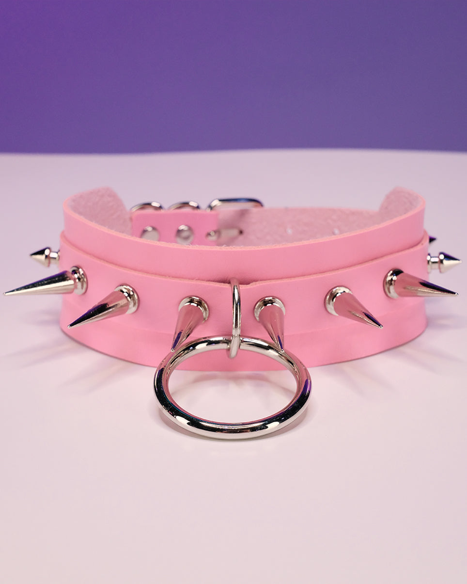 Pink deals leather choker