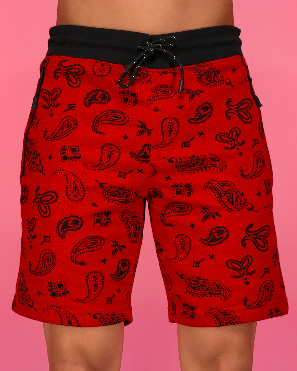 Red paisley store shorts