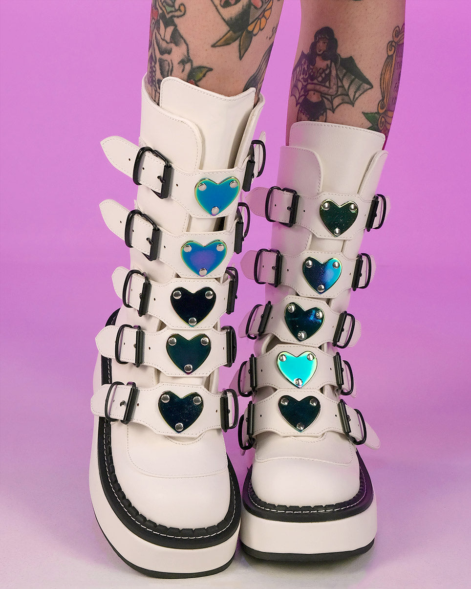 Demonia clearance white boots