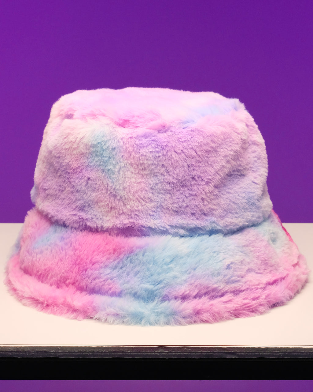 Rainbow Donuts Colorful Plush Bucket Hat, Unisex Fluffy Faux Fur