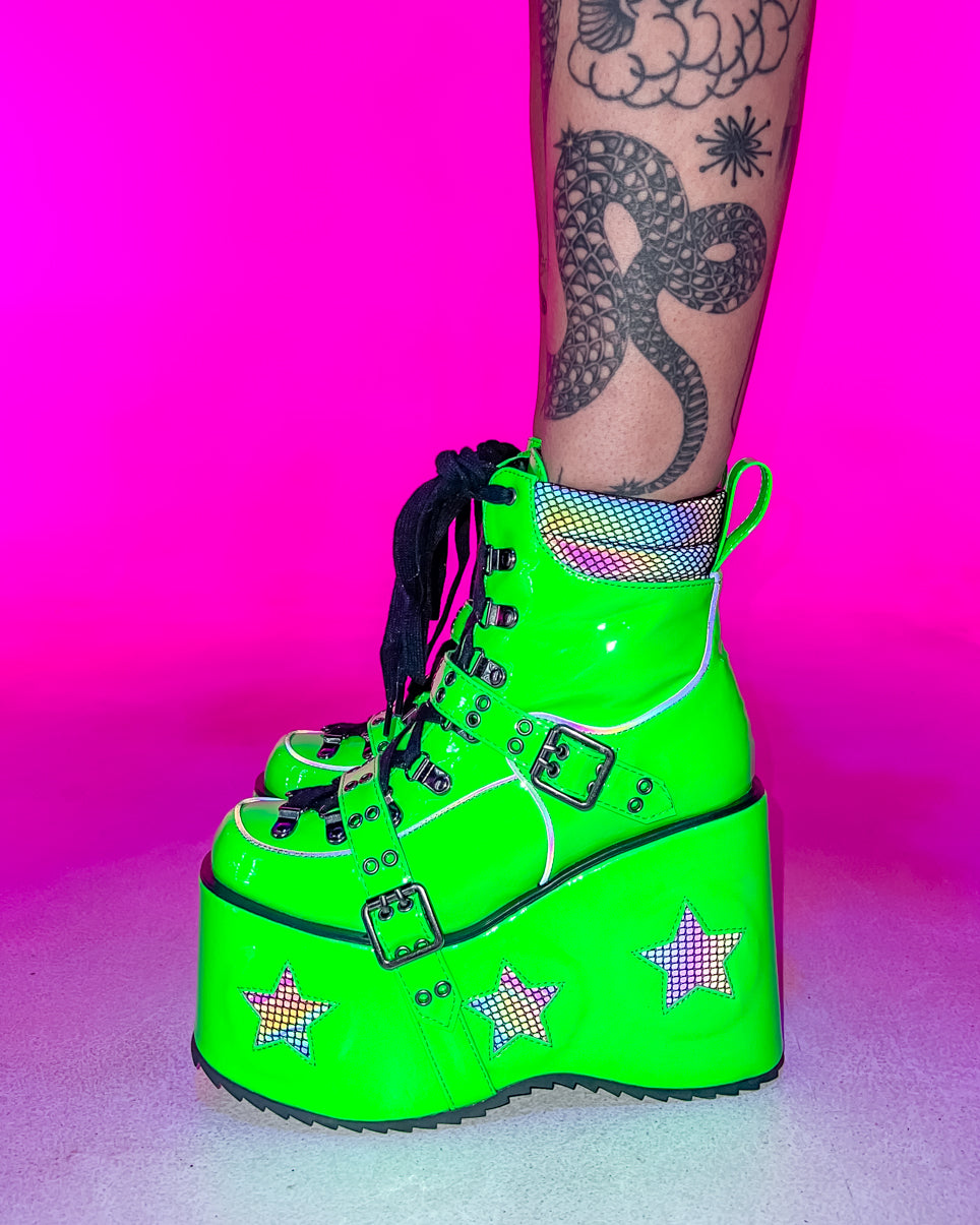 Neon green sales platform shoes