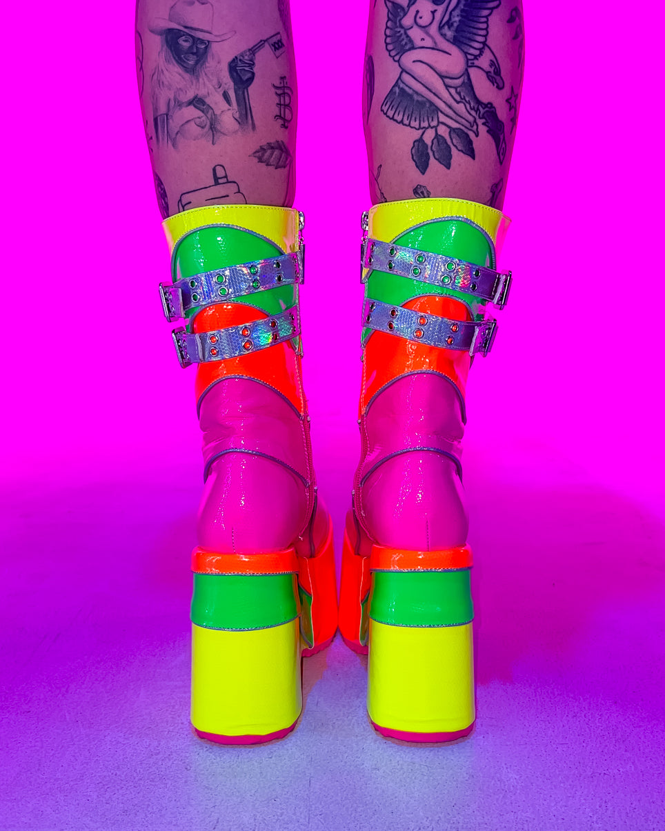 Thigh high hot sale neon boots