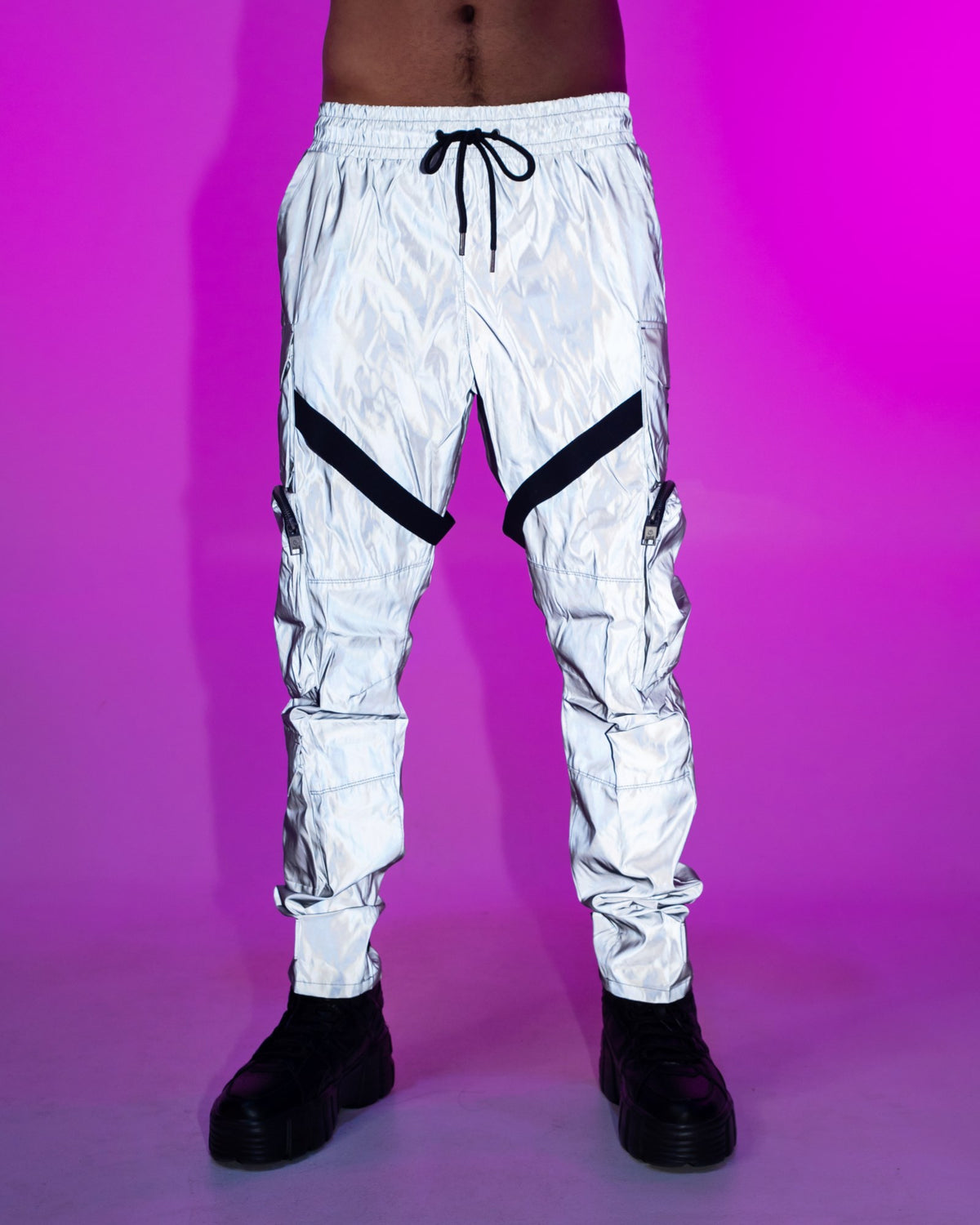 Flash Reflective Cargo Pants L | Rave Wonderland | Outfits Rave | Festival Outfits | Rave Clothes