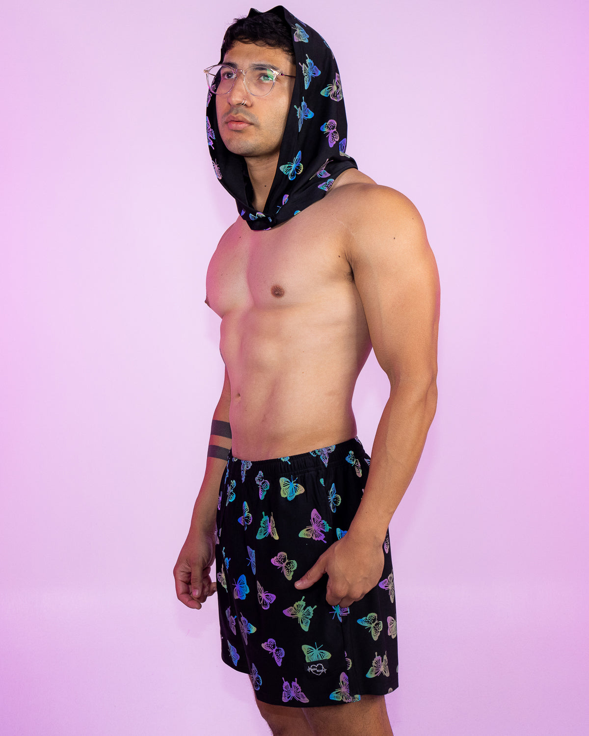 VibeWire Reflective Butterfly Hood & Shorts Set