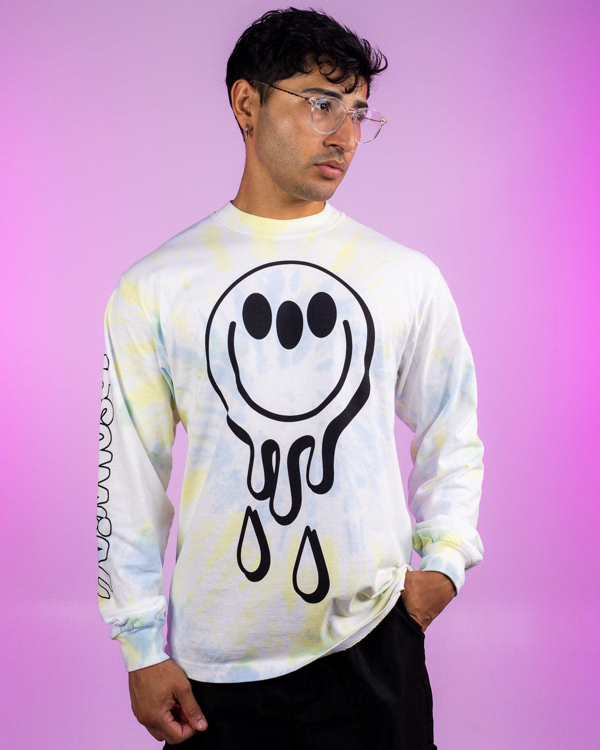 Insomniac Melted Smiley Tie Dye L/S Tee - Front