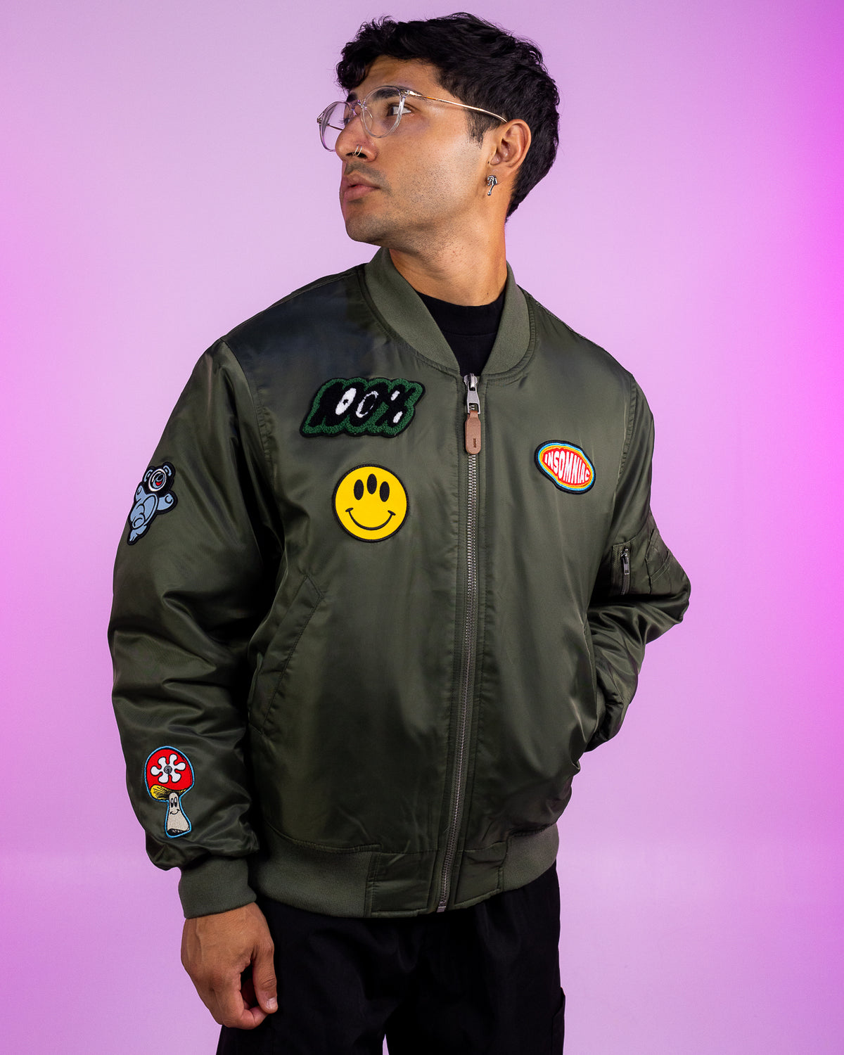 Insomniac Maverick Patch Bomber Jacket - Front