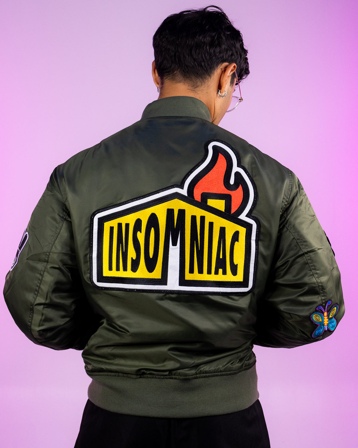 Insomniac Maverick Patch Bomber Jacket - Back