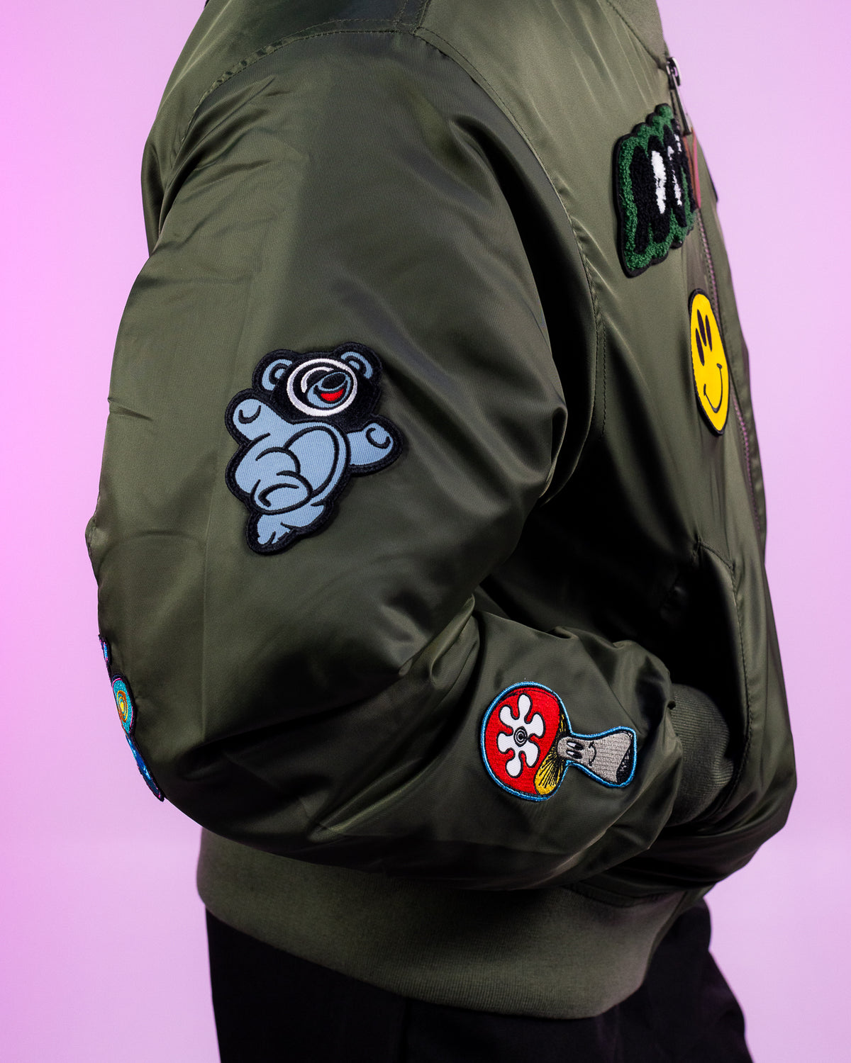 Insomniac Maverick Patch Bomber Jacket - Side