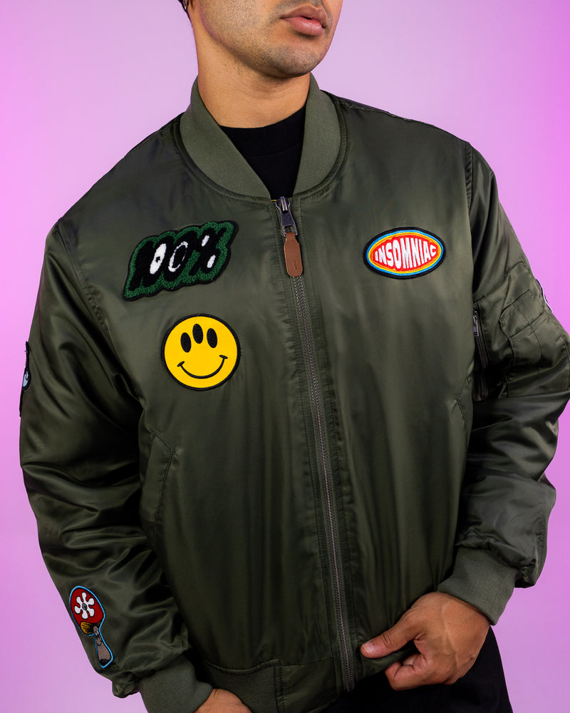 Insomniac Maverick Patch Bomber Jacket - Front