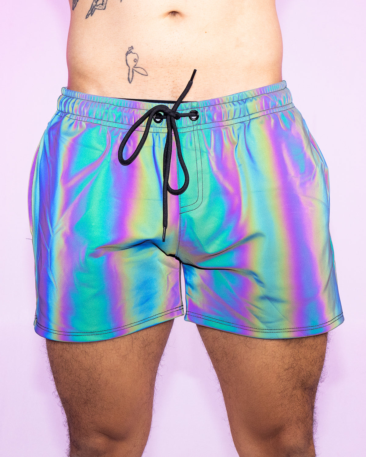 Rainbow Flash Reflective Drawstring Shorts