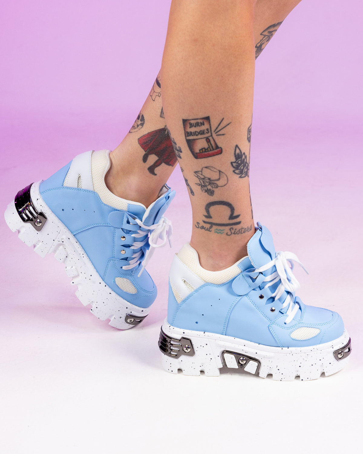 Baby Blue Guava Wedge Sneakers