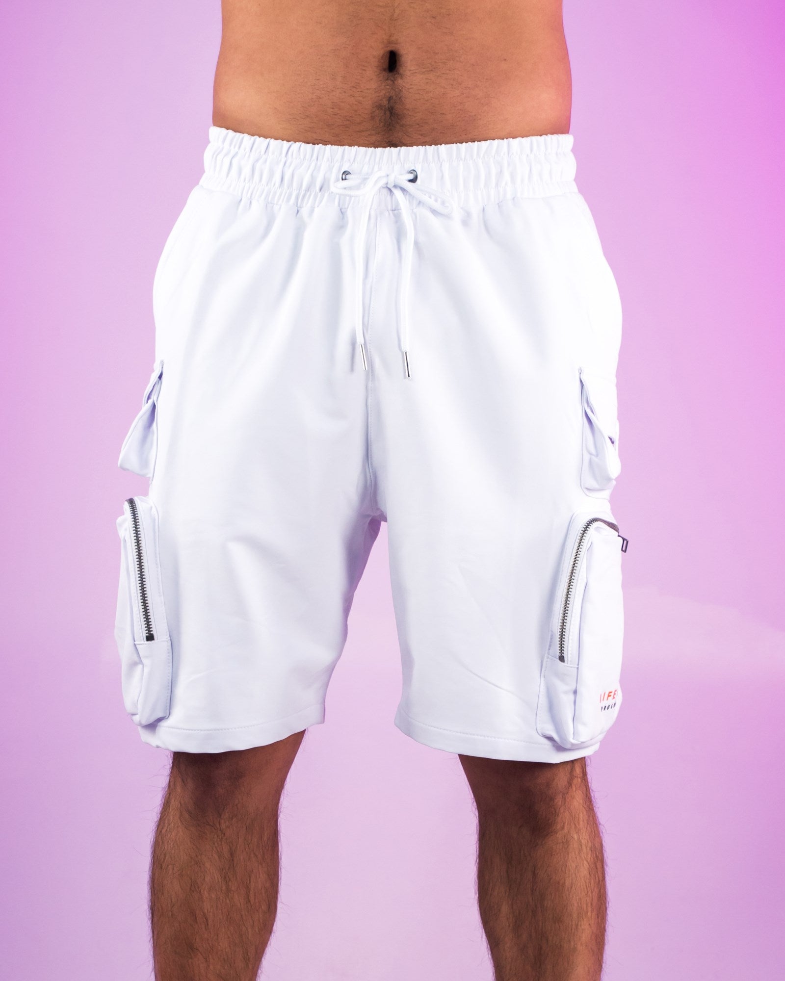 Nylon shorts with zipper clearance pockets