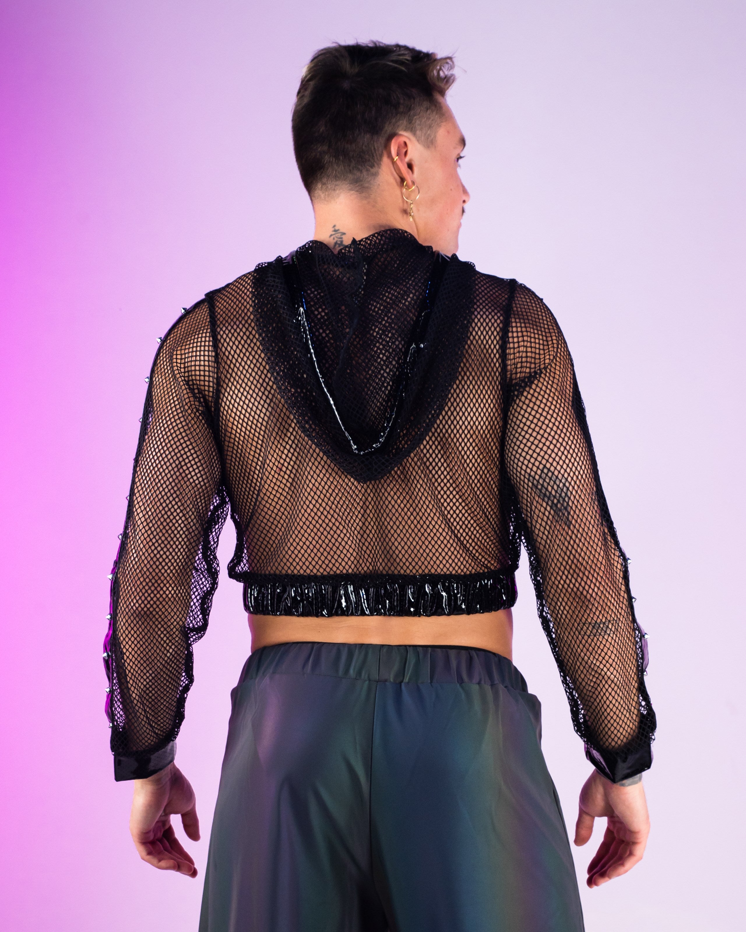 Cropped best sale fishnet hoodie