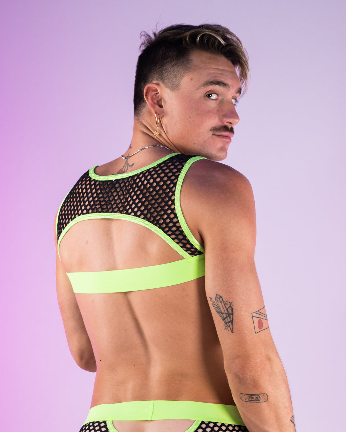 Neon Green Play With Me 2pc Fishnet Set