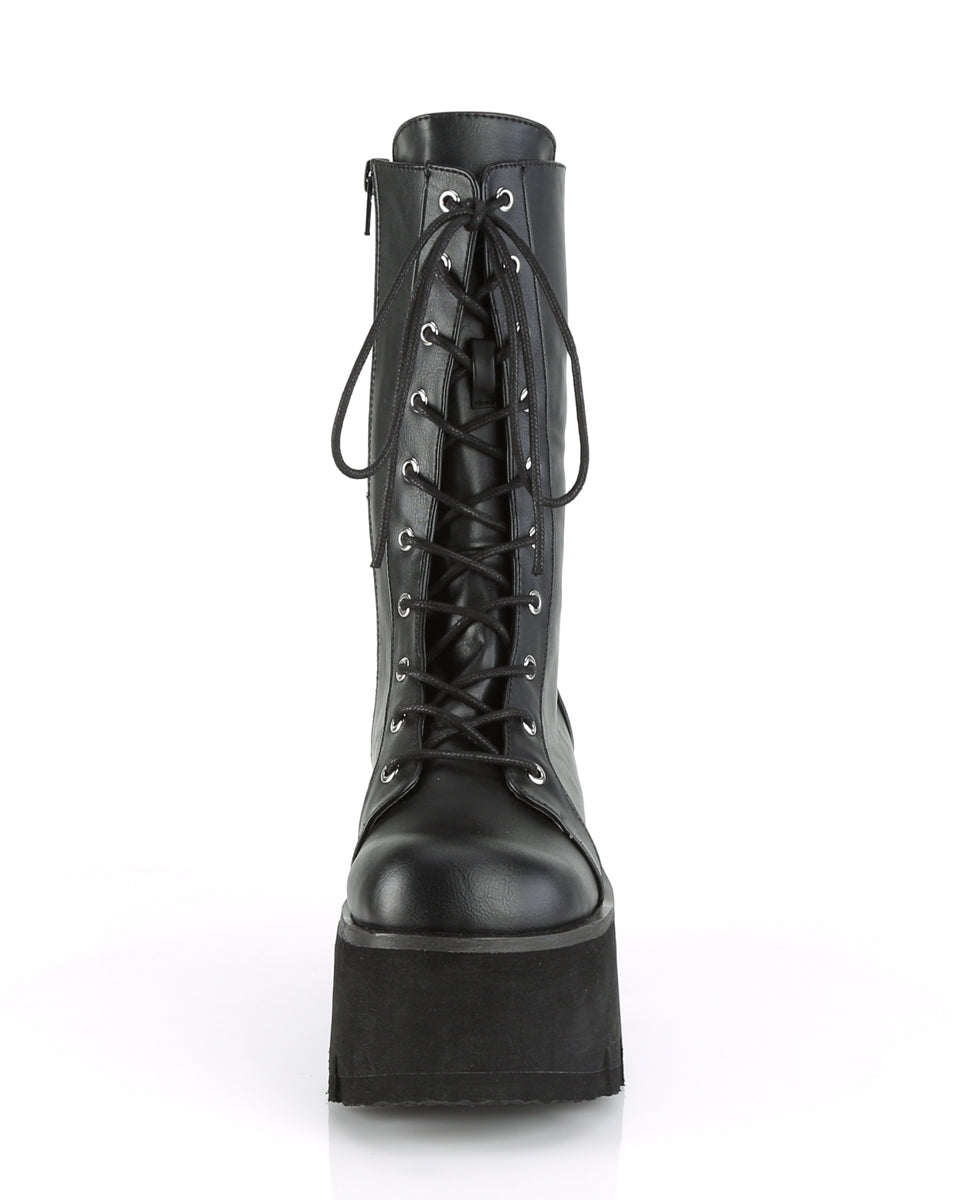 Black lace up outlet mid calf boots