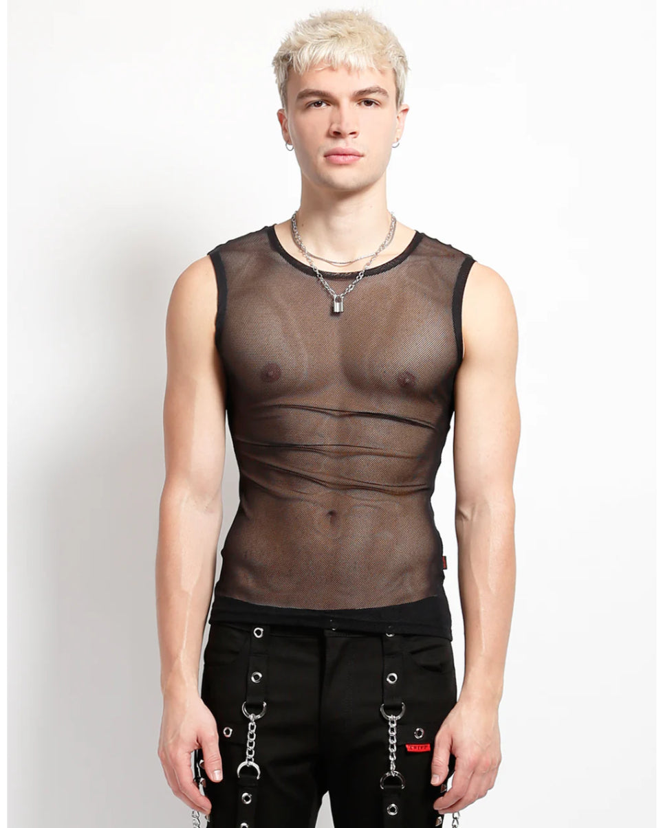 Tripp NYC Black Fishnet Muscle Tank