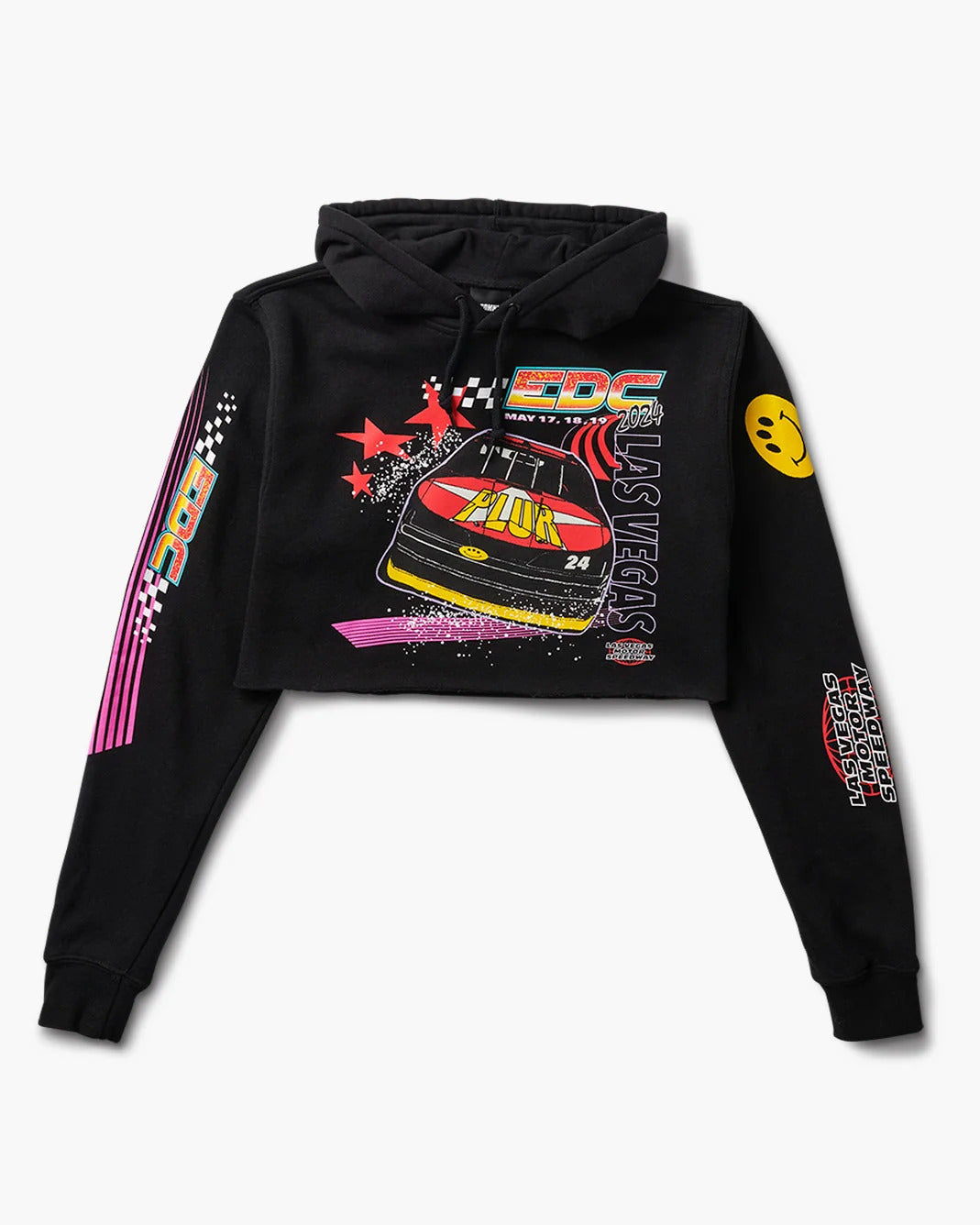 Insomniac EDCLV 2024 PLUR Race Crop Hoodie