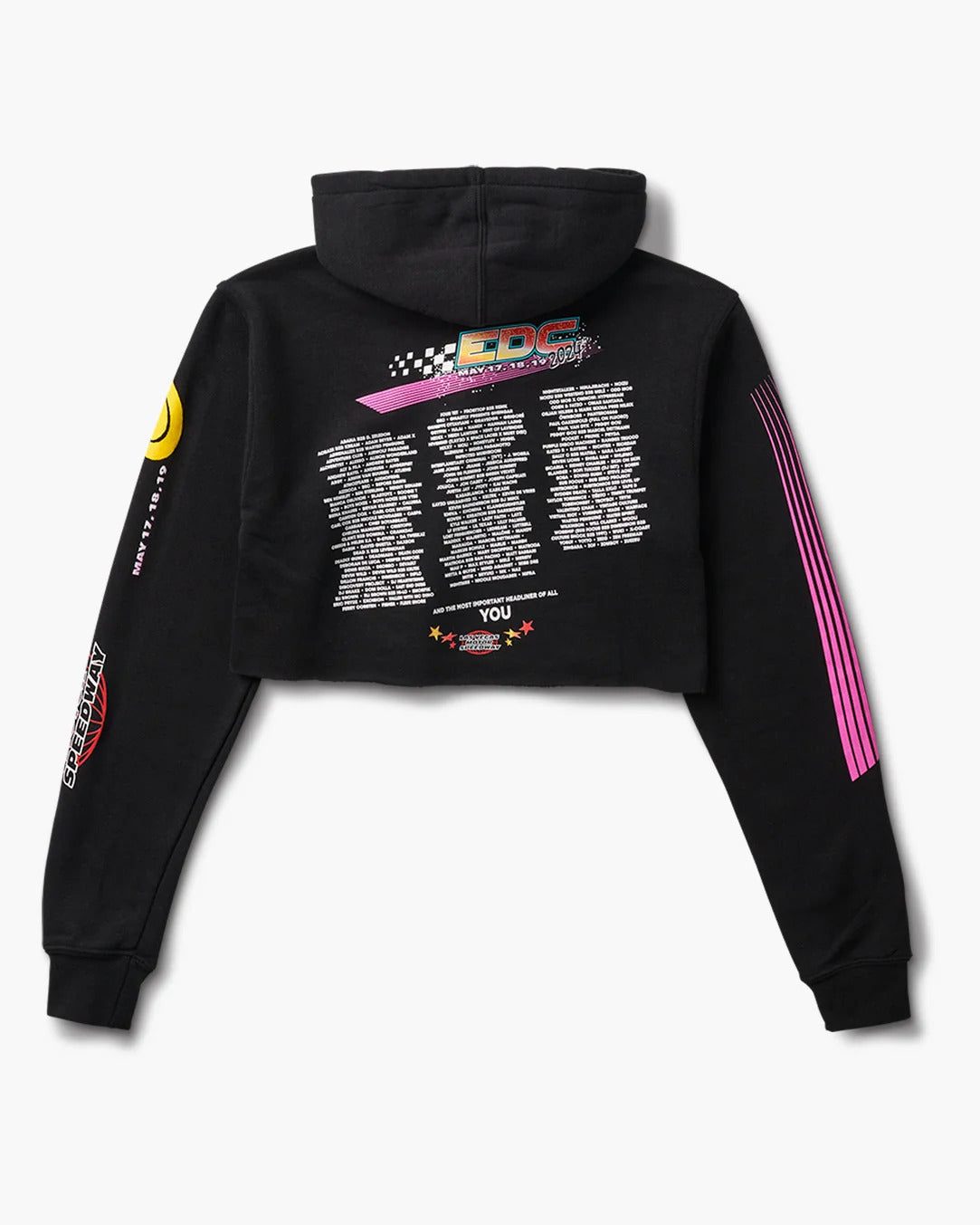 Insomniac EDCLV 2024 PLUR Race Crop Hoodie