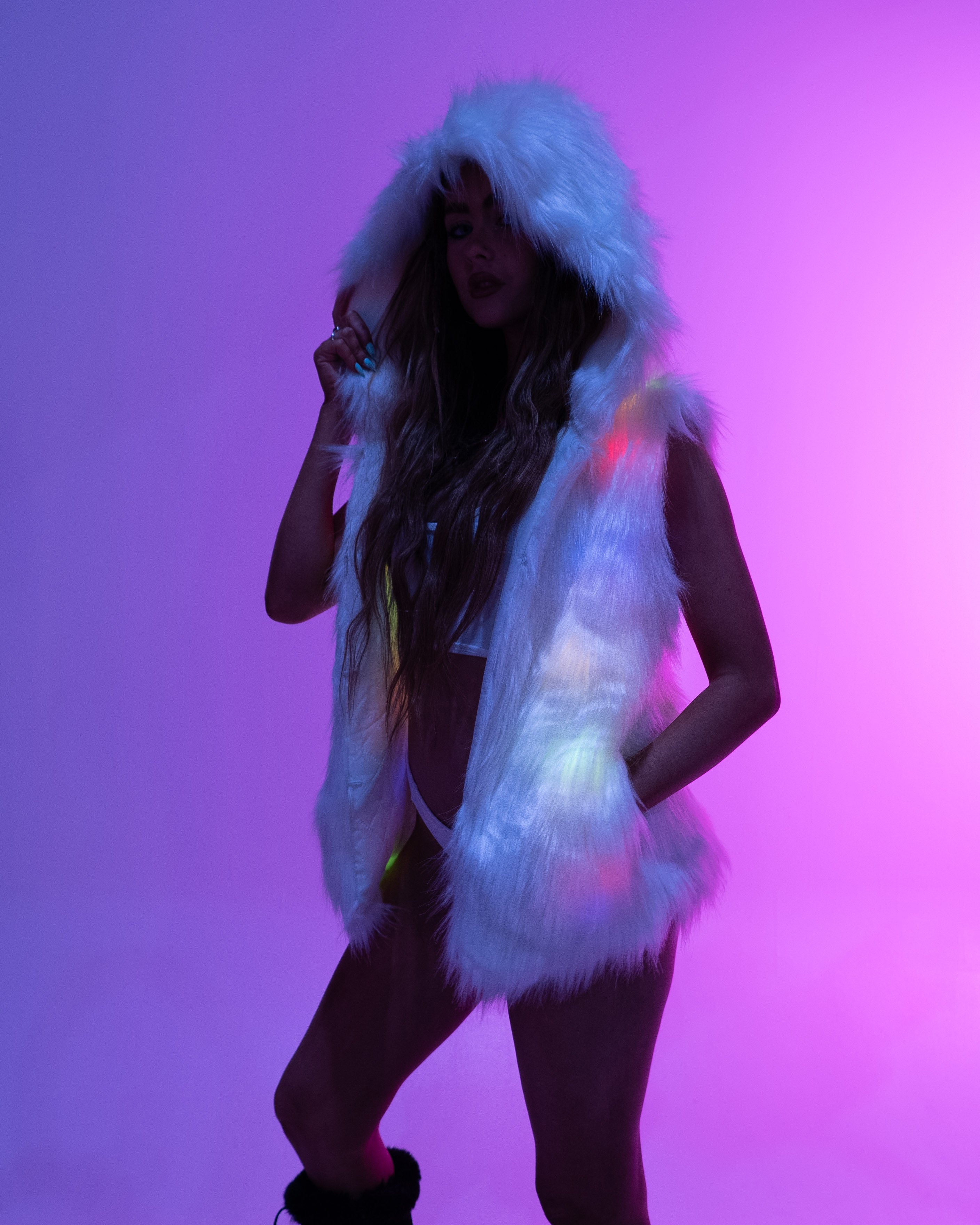 Colorful faux shop fur vest