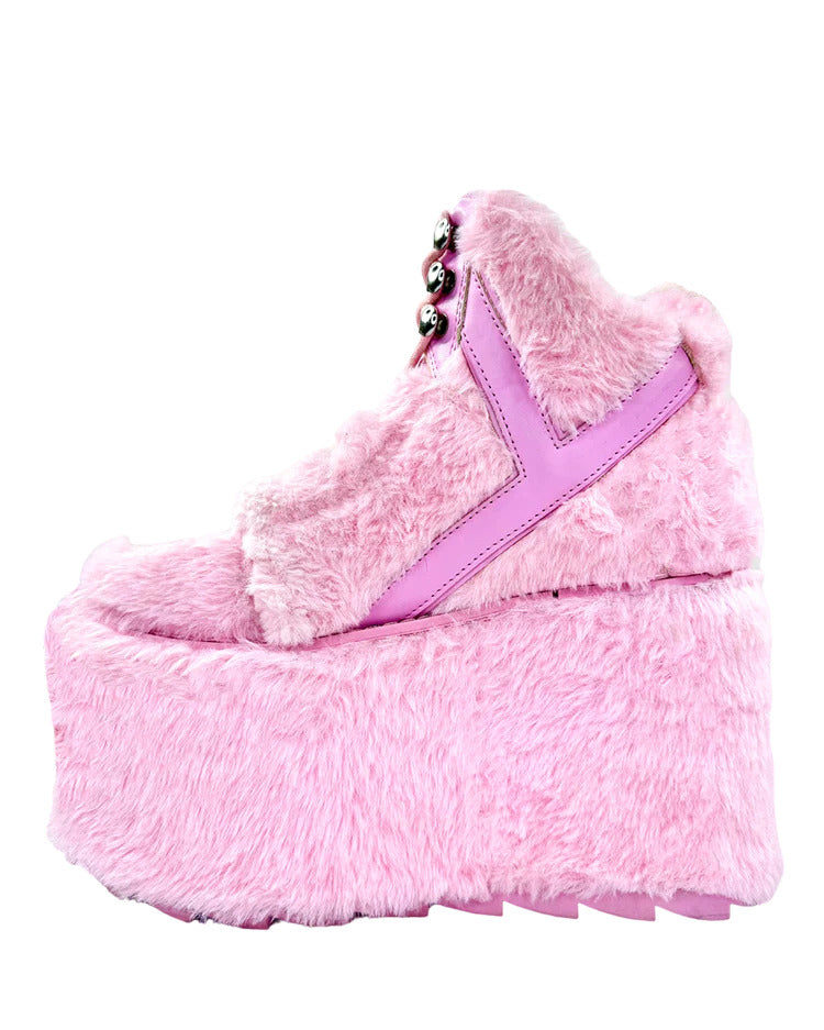 YRU Qozmo Pink Fur Platforms