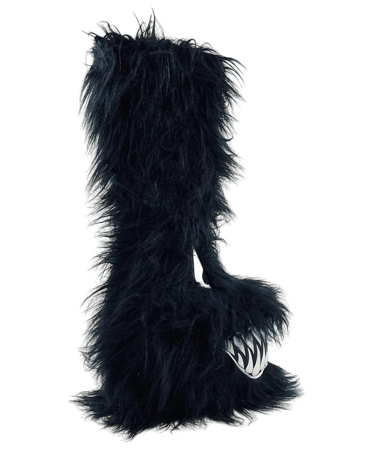 YRU Black Boogie Furry Boots