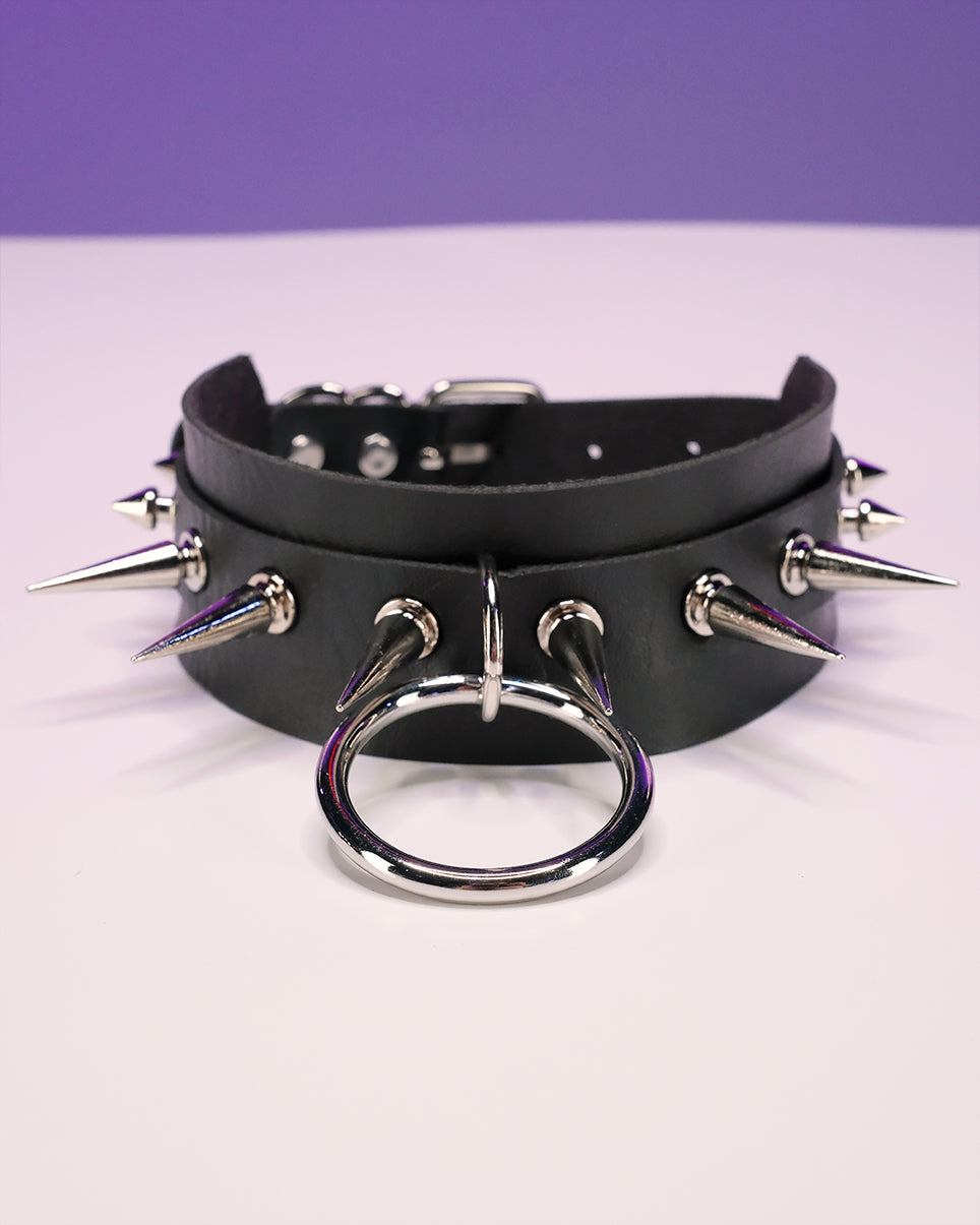 Leather choker on sale with spikes