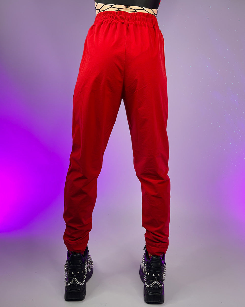 LZLRUN Men Rave Reflective Pants Breathable Zipper Fluorescent Trousers Casual Harajuku Night Sporting Jogger