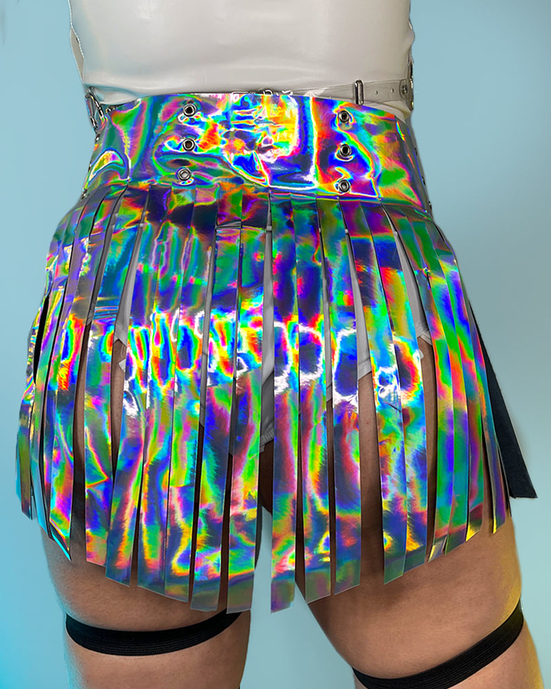 Flash Reflective Bound Pleated Skirt – Rave Wonderland