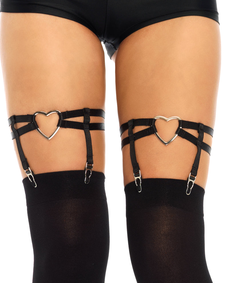 Bodiy Goth Leather Leg Harness Black Punk Heart Garter Belt Rave Club  Laryered Thigh Body Harness for women and Girls
