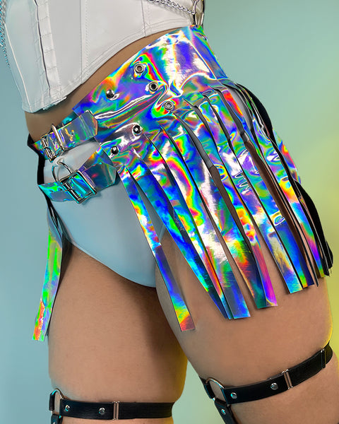 Sonic Fantasy Holographic Silver Fringe Skirt – Rave Wonderland