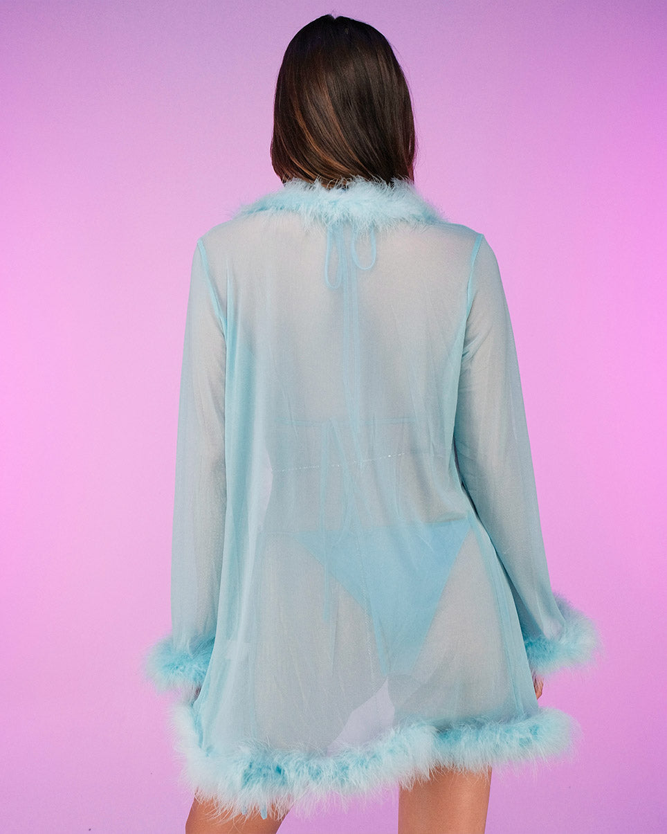 Bad Behavior Feather Trim Sheer Robe Rave Wonderland