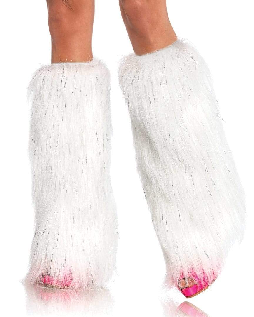 White/Silver Fluffy Leg Warmers – Rave Wonderland