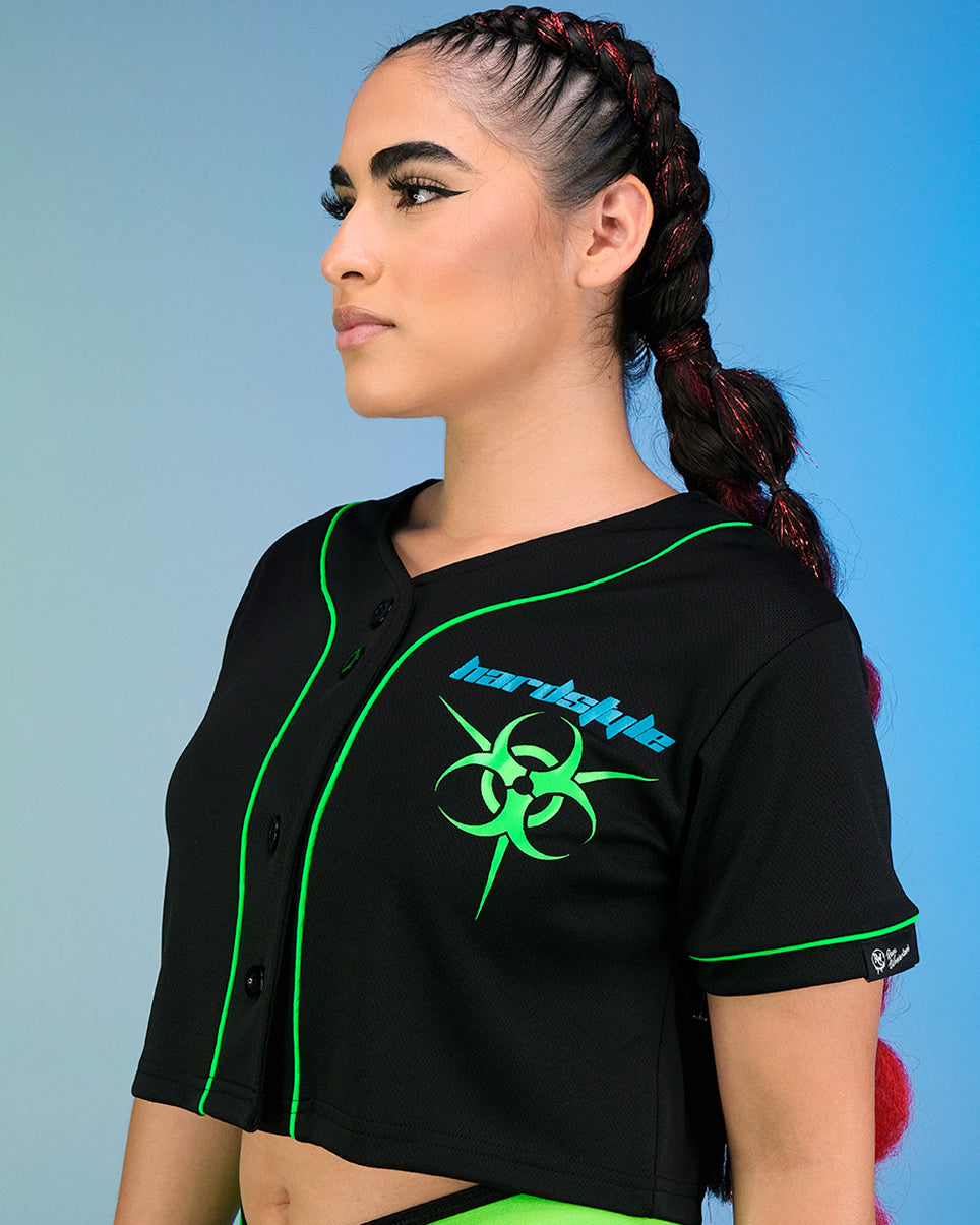 Hardstyle Baddie Anime UV Neon Green Baseball Jersey S | Rave Wonderland | Outfits Rave | Festival Outfits | Rave Clothes