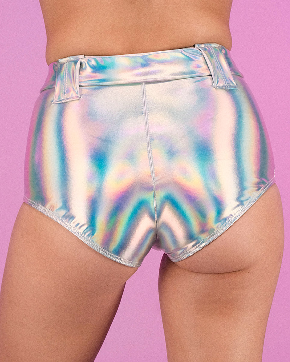 Silver holographic sale shorts