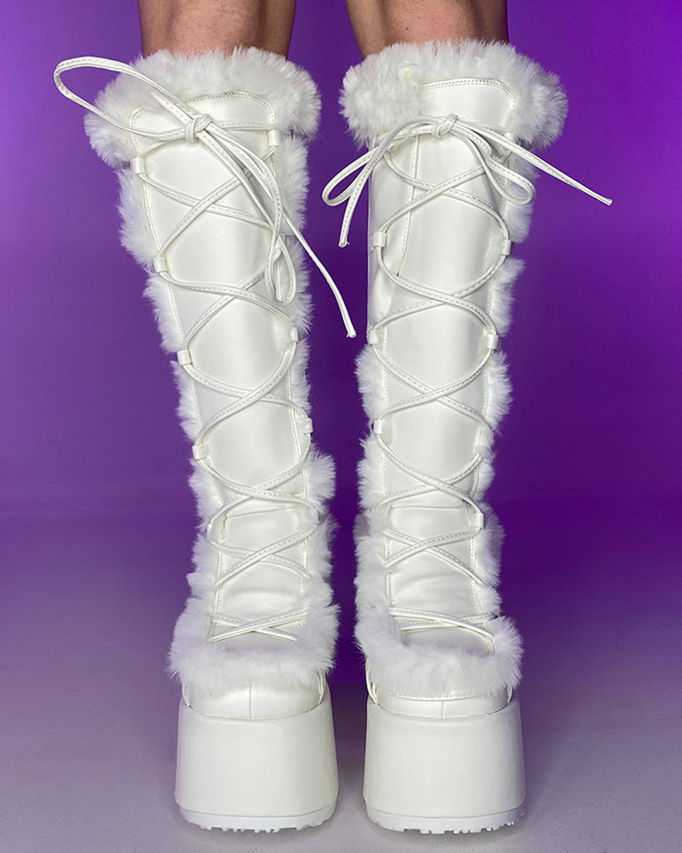 All fur shop boots white