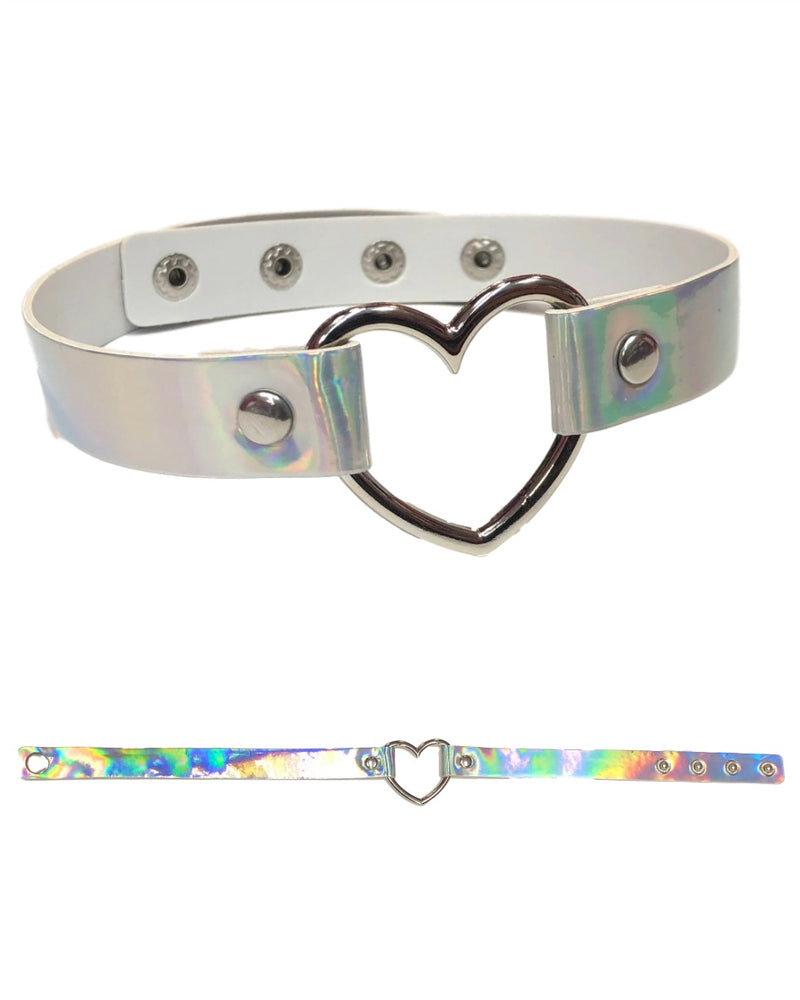 Iridescent Silver Dual Strap Heart Garter – Rave Wonderland
