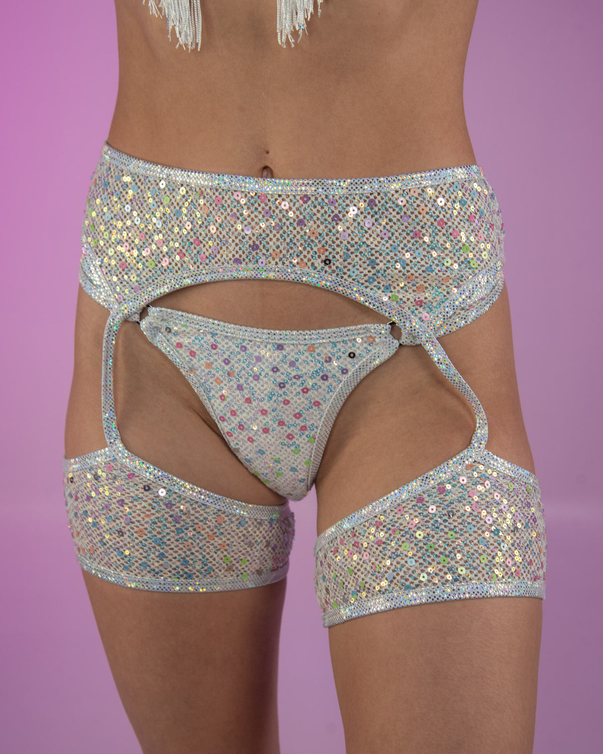 Astro Candy Sequin Thong with Attached Garters – Rave Wonderland