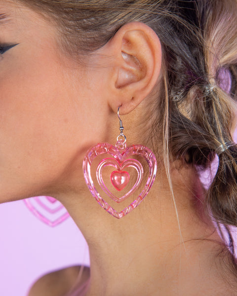 Rave Wonderland Fuzzy Puff Heart Earrings