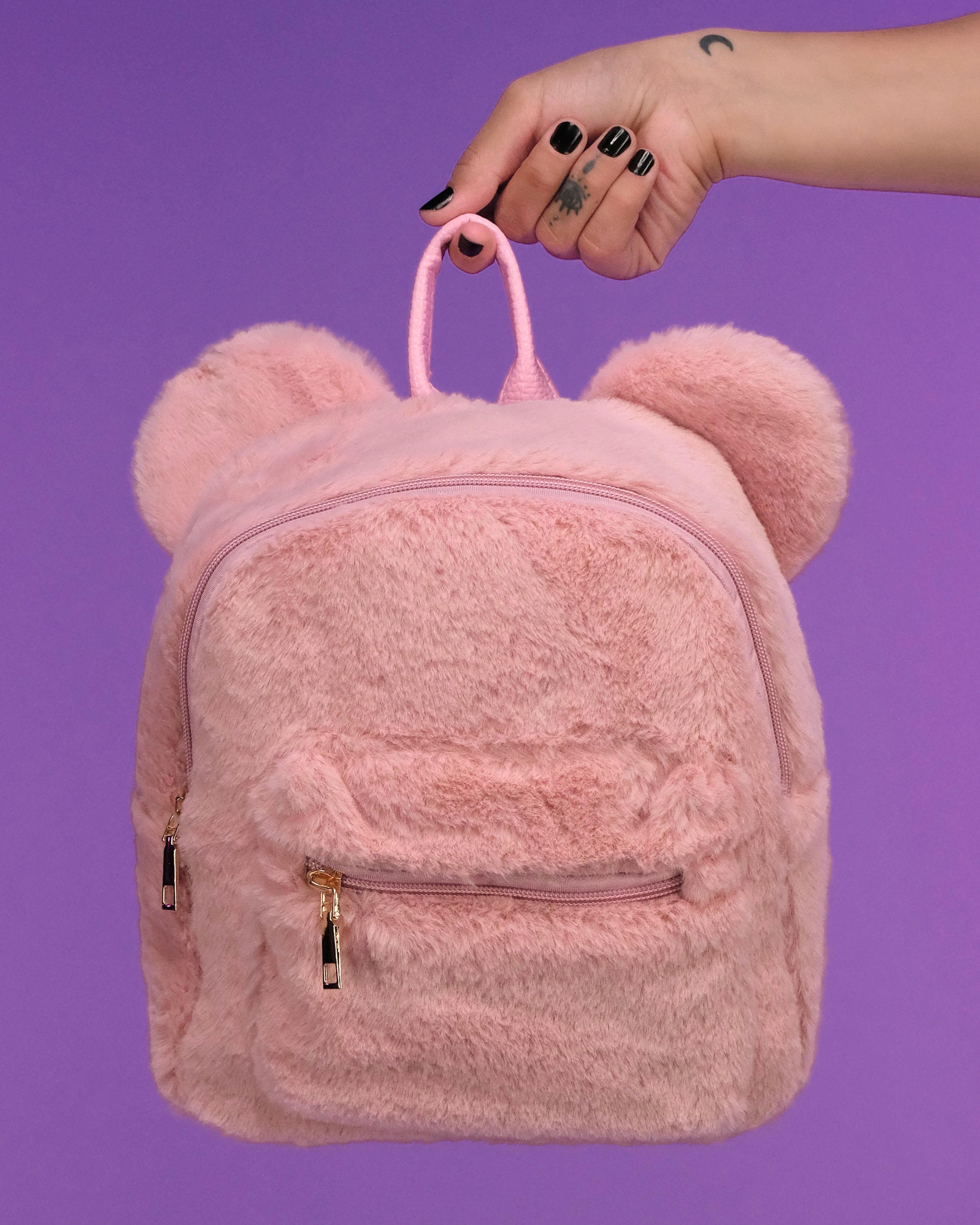 Pink fuzzy clearance mini backpack