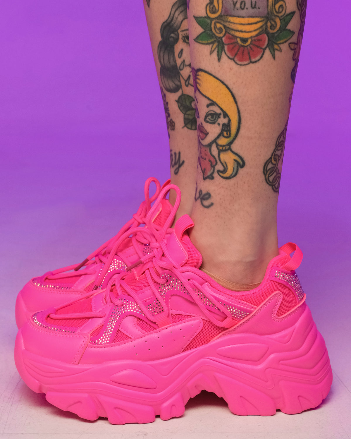 Chunky Sneakers - Bright pink - Ladies