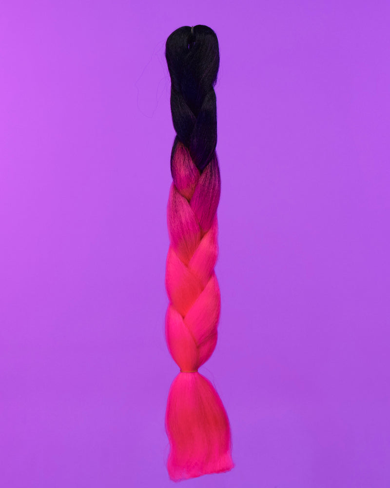 Ombre Black/Neon Pink Braiding Hair Extensions - Rave Wonderland