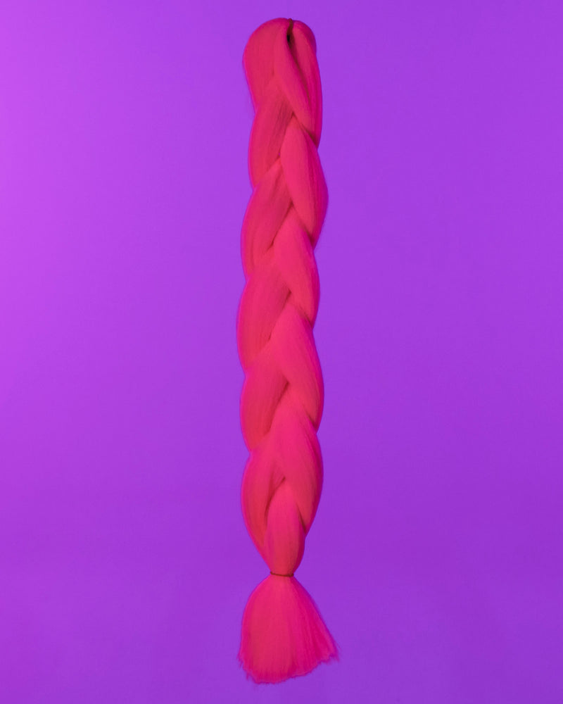 24" Neon Pink Braiding Hair Extensions - Rave Wonderland