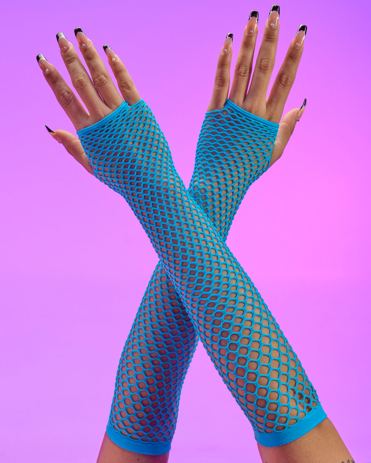 Adult Triangle Net Fingerless Gloves - One Size - Neon Purple