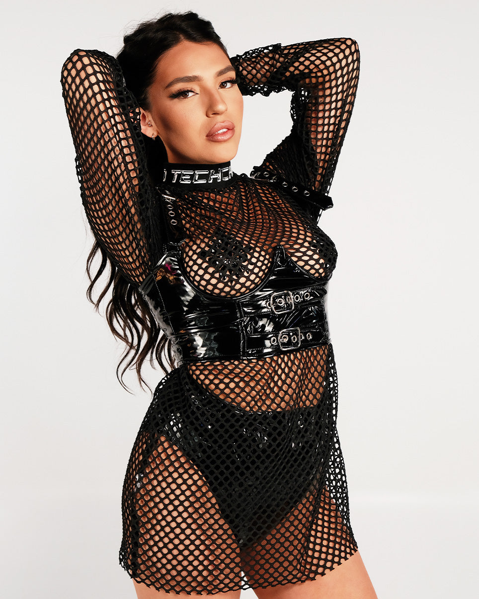Long Sleeve Fishnet Shirt 80s Outfit