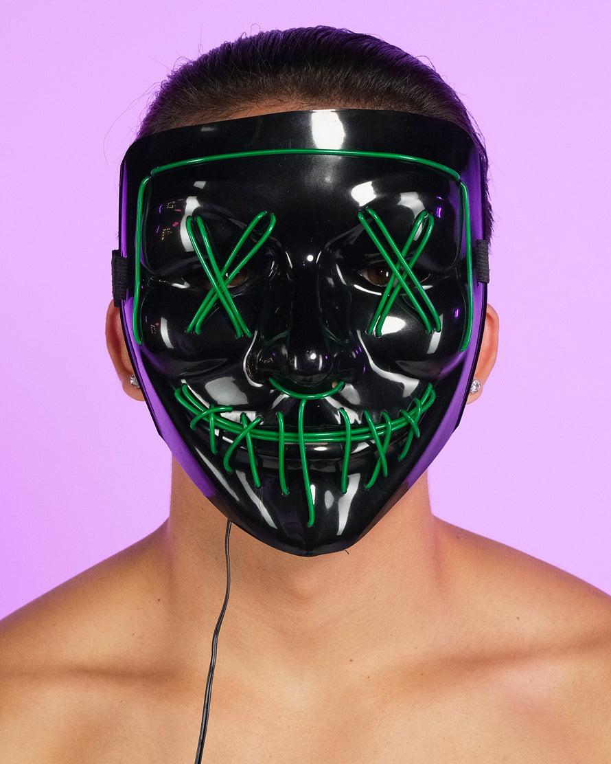 Neon Green House Head Smiles Ski Mask