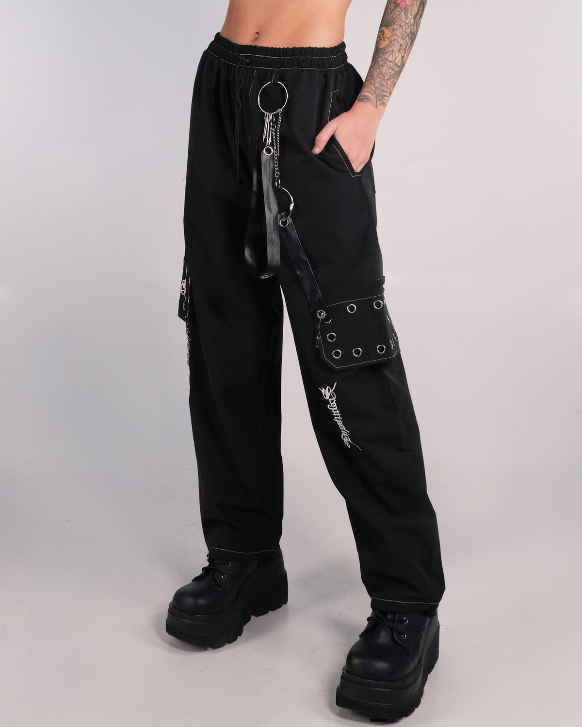 The Couture Club leather look cut out waist pants in black